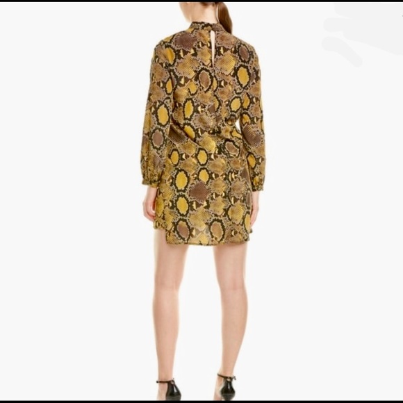 Zara Long Sleeve Black and Gold Snake Print Dress - Picture 5 of 6